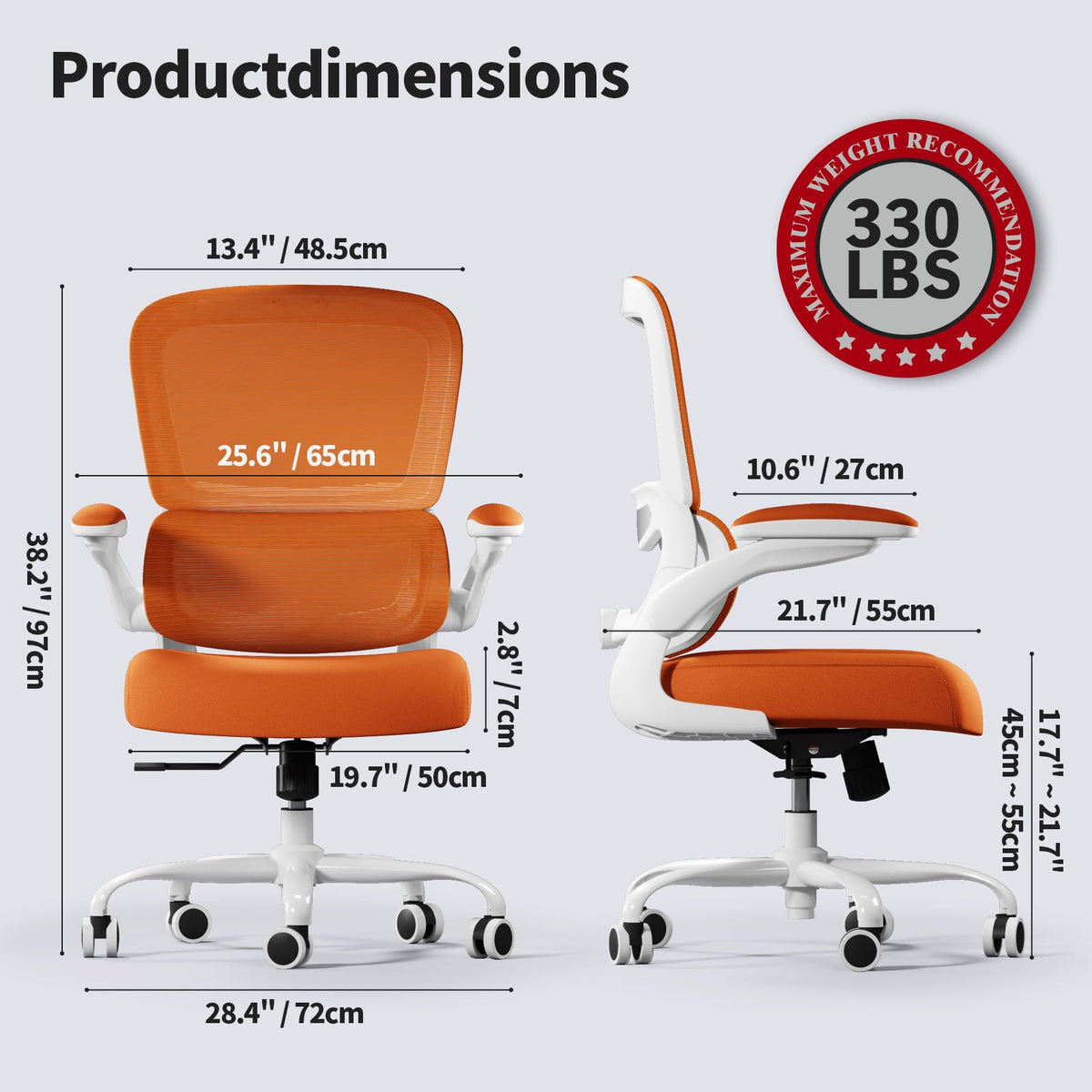 Orange Ergonomic Mesh Office Chair D1427