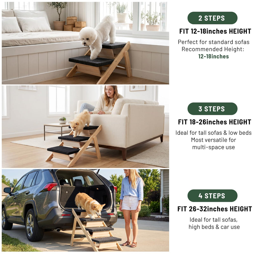 Wooden 2-in-1 Foldable Pet Stairs & Ramp H817