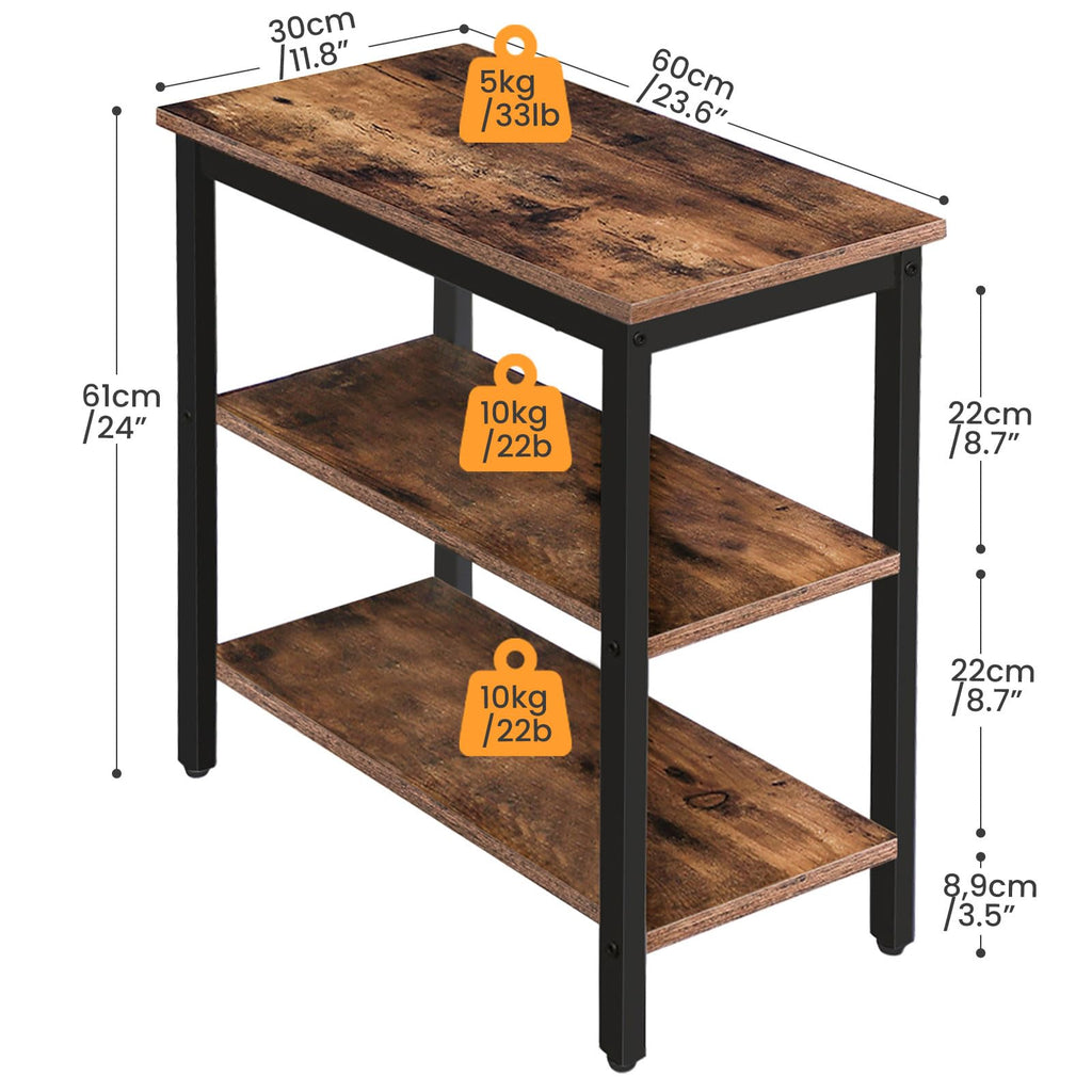 Rustic Brown and Black 3-Tier End Table G468