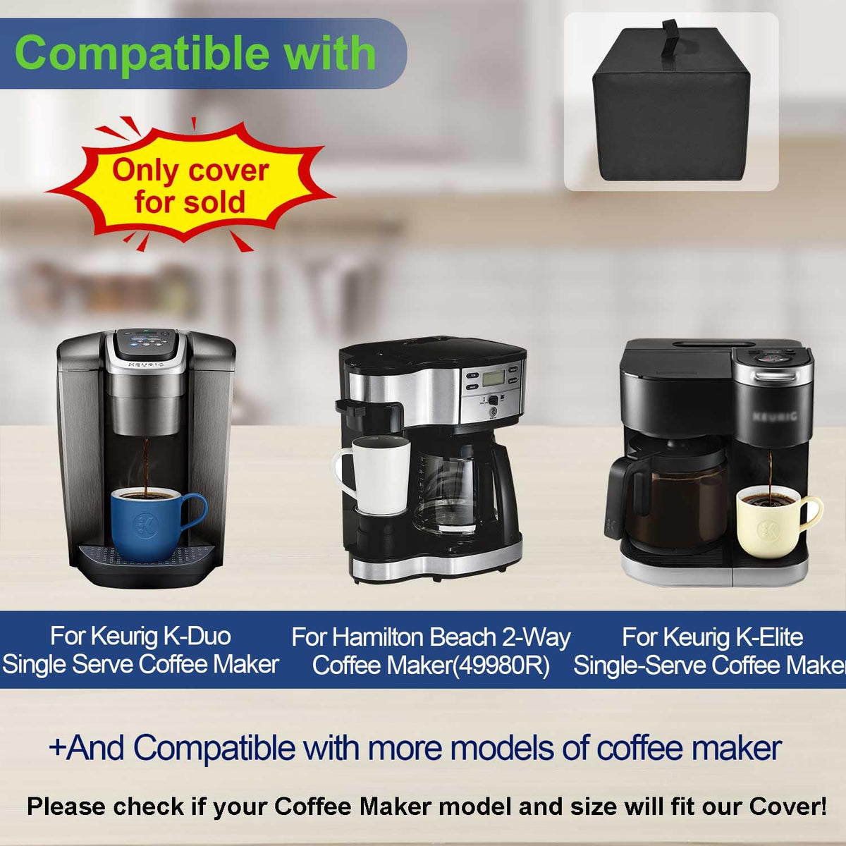 Black Coffee Maker Cover P7422