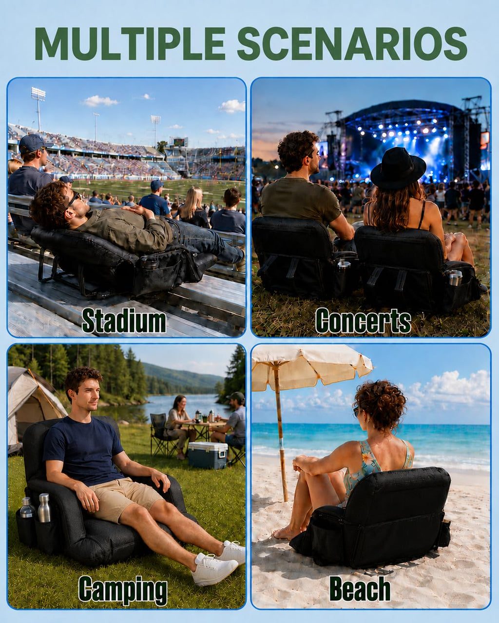 25" Wide Stadium Seats with Armrests & Back Support C697373