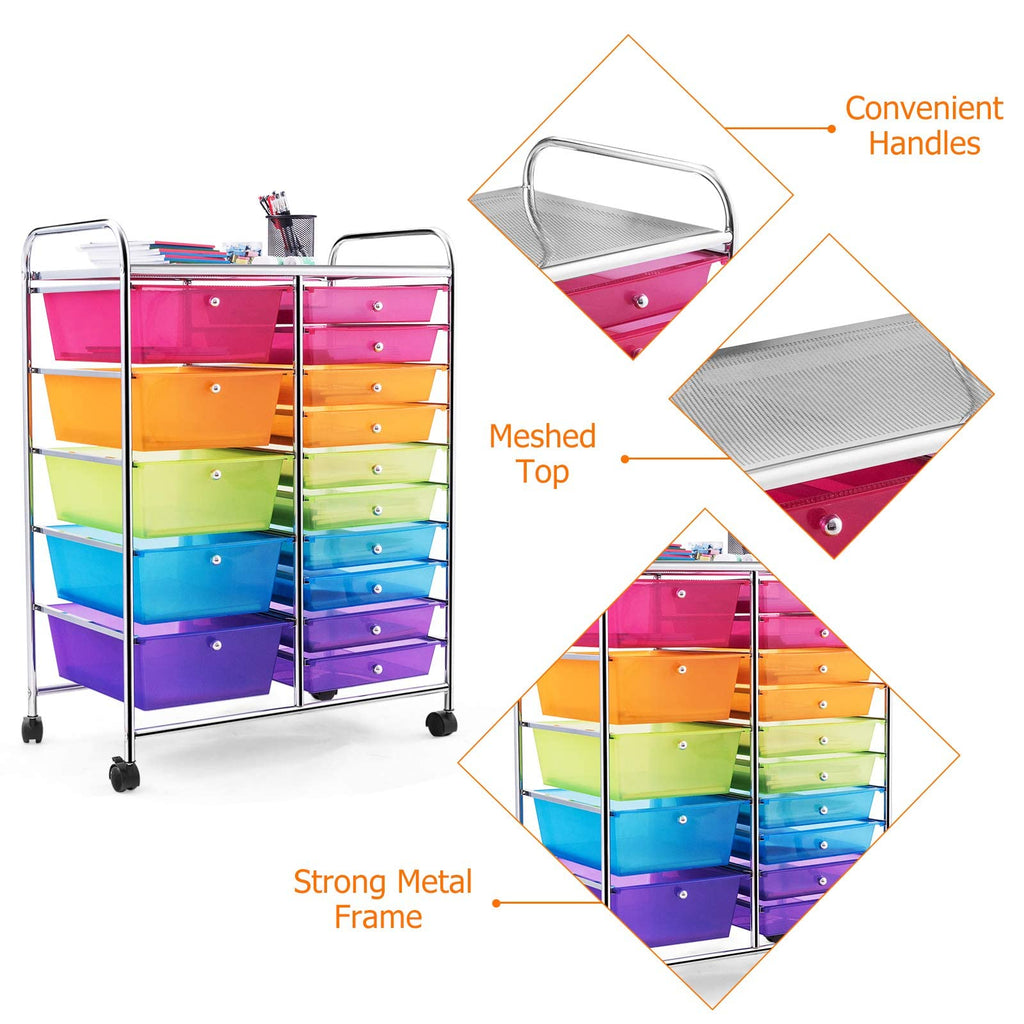 15 Drawer Rolling Storage Cart with Wheels U6059