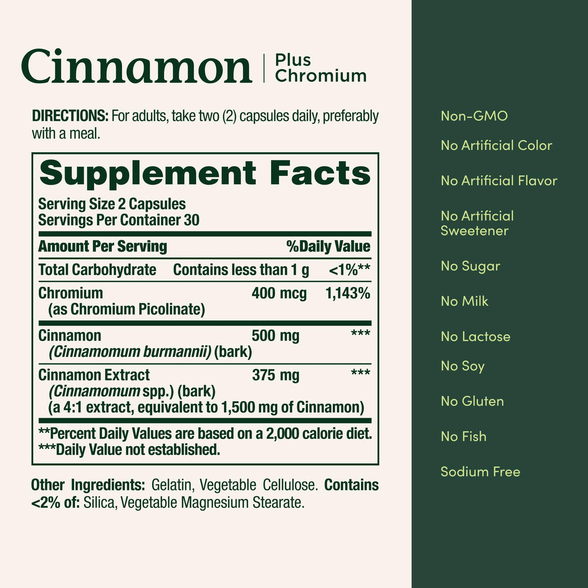 Cinnamon 2000mg Plus Chromium 60 Capsules D96584