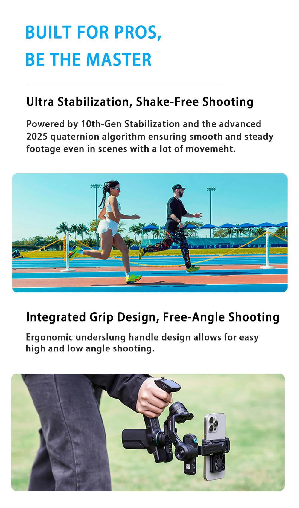 3-Axis Phone Gimbal Stabilizer with Integrated Grip E3975