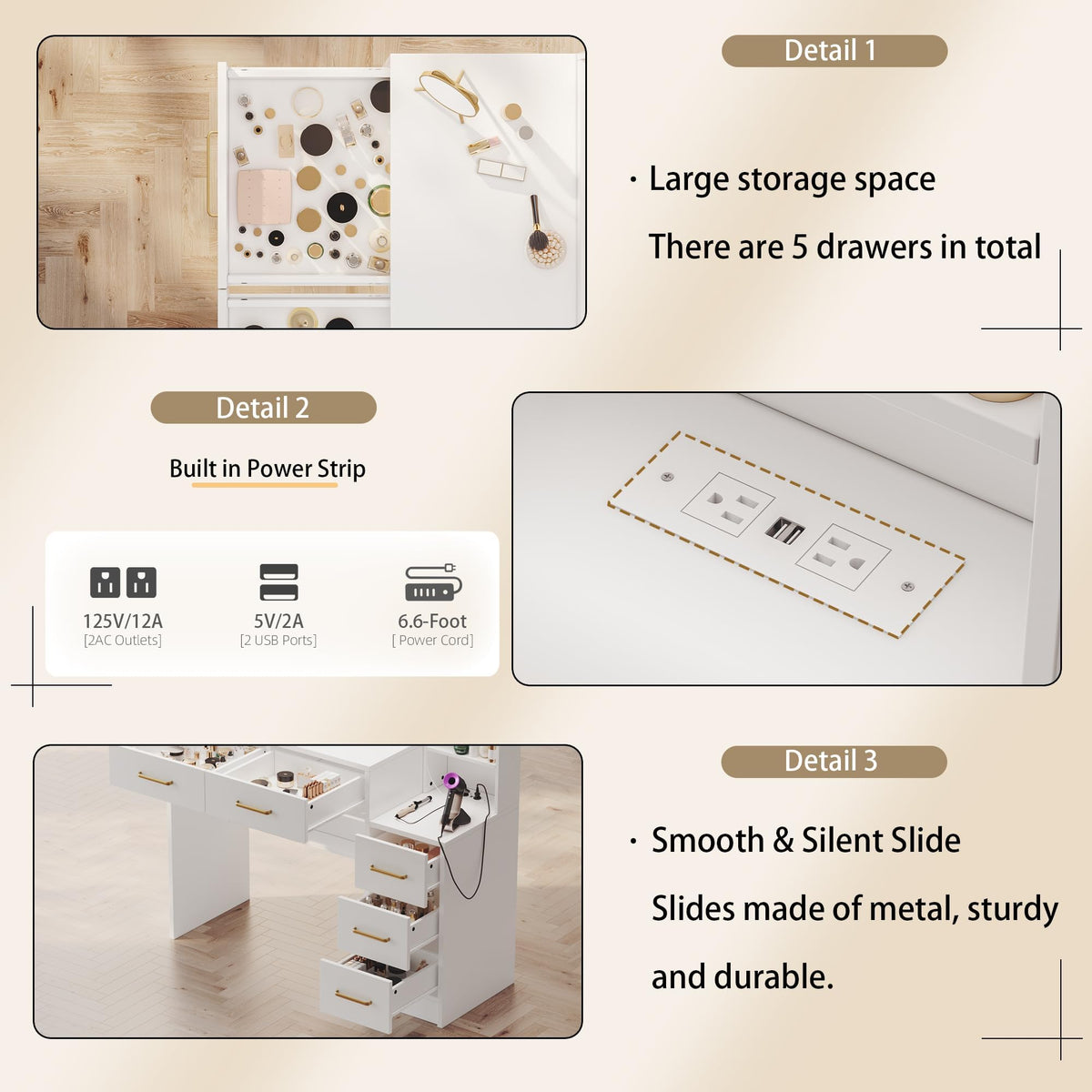 White Vanity Table with Drawer and Mirror Q119468