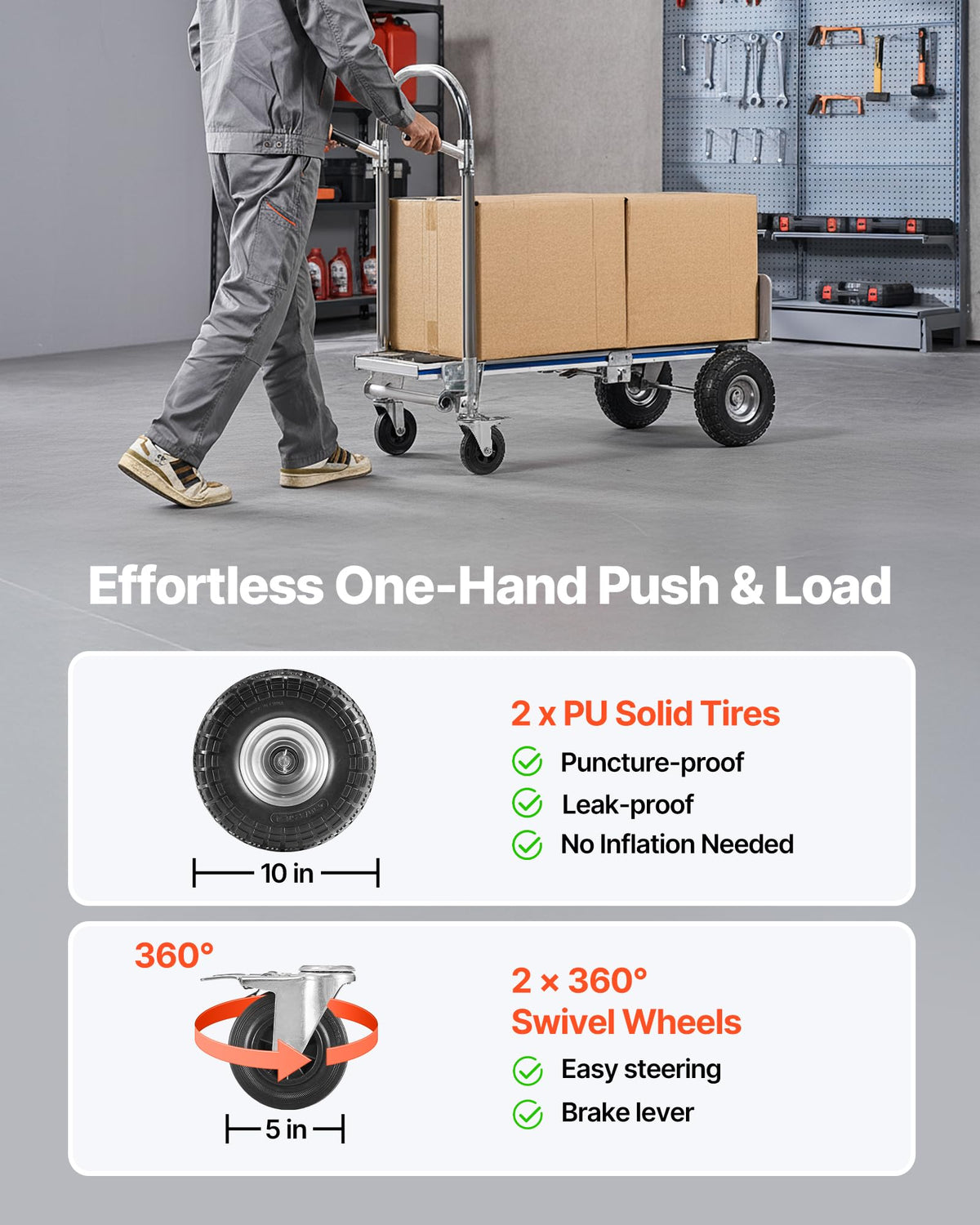 2 in 1 Convertible Hand Truck Dolly 1000 lbs X949