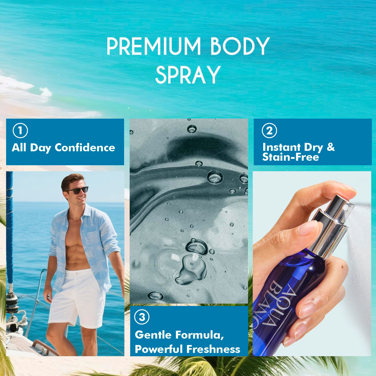 Travel Size Body Spray 3-Pack Set 2.1 Fl Oz U1208