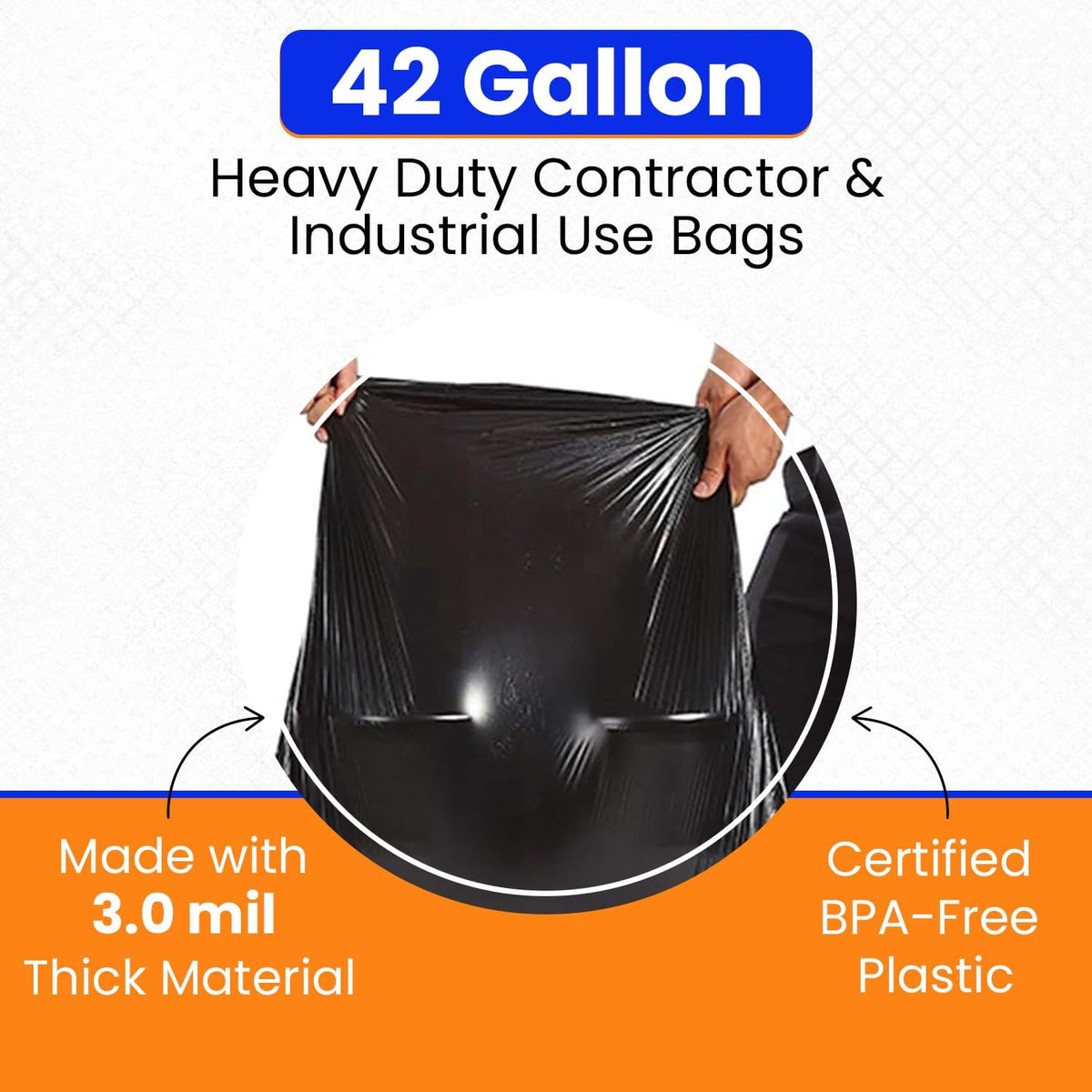 42 Gallon 32 Count Black 3 Mil Contractor Trash Bags T206