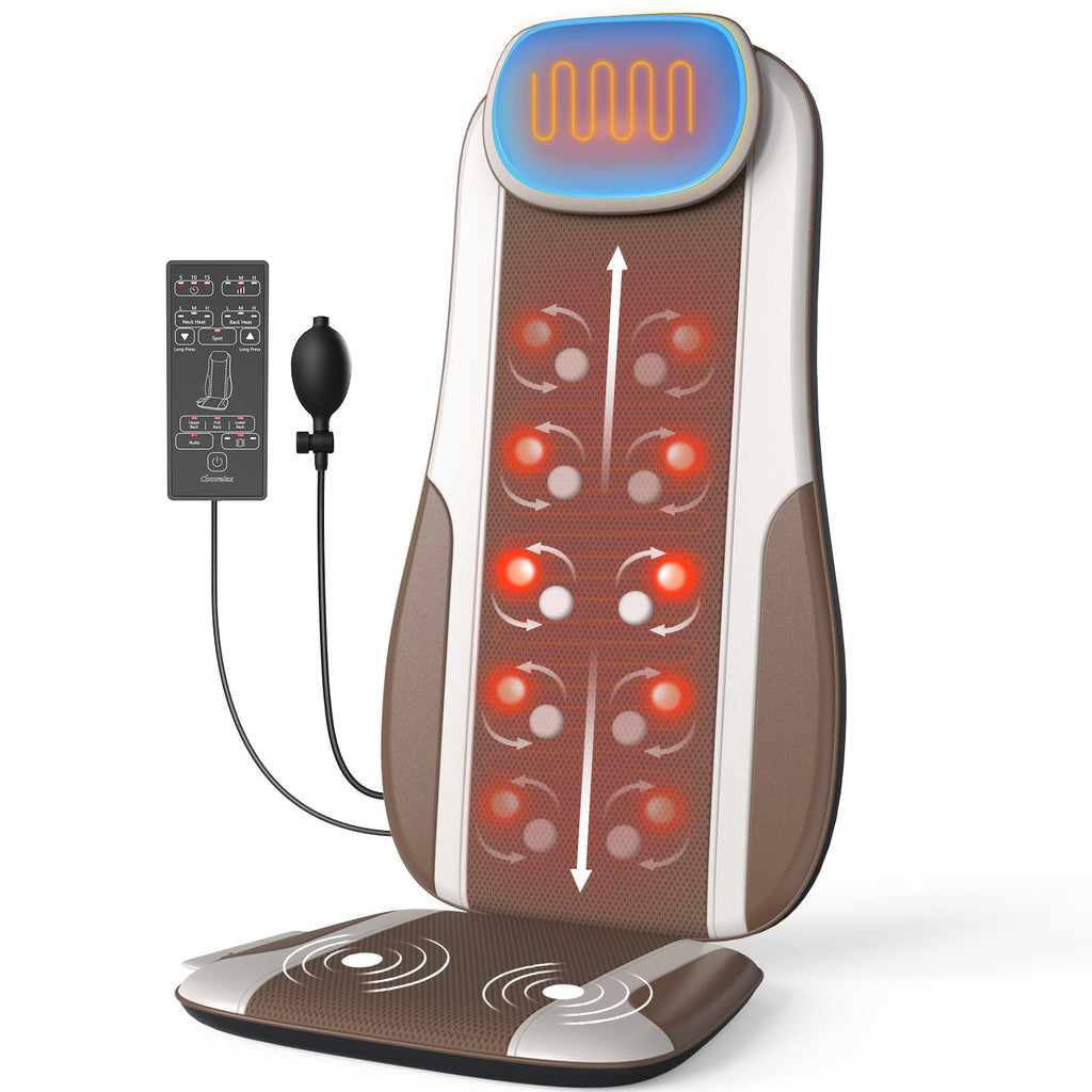 Shiatsu Back Massager with Heat, 2 Vibration Motors, PU Leather L68533