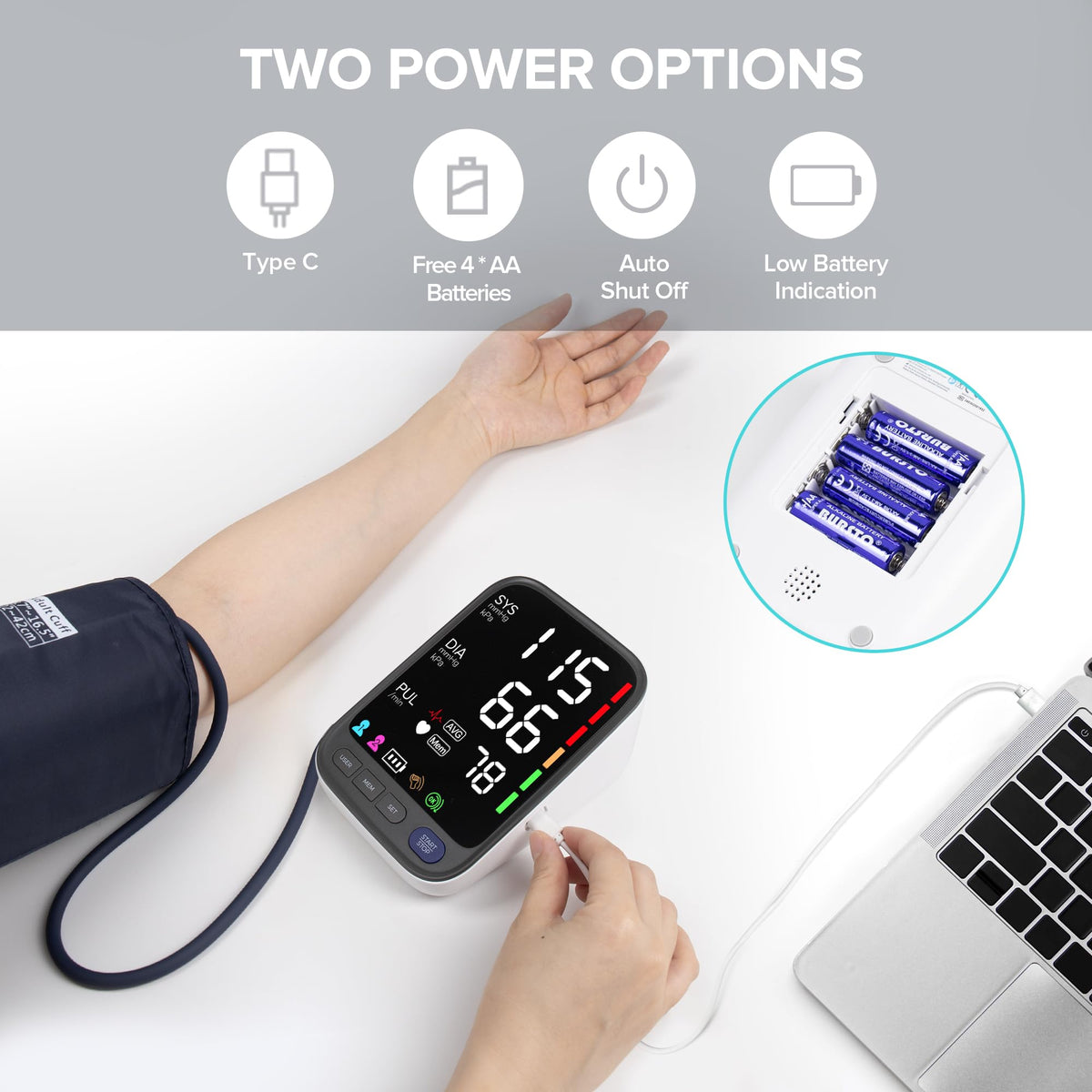 Blood Pressure Monitor Large Cuff White Z678