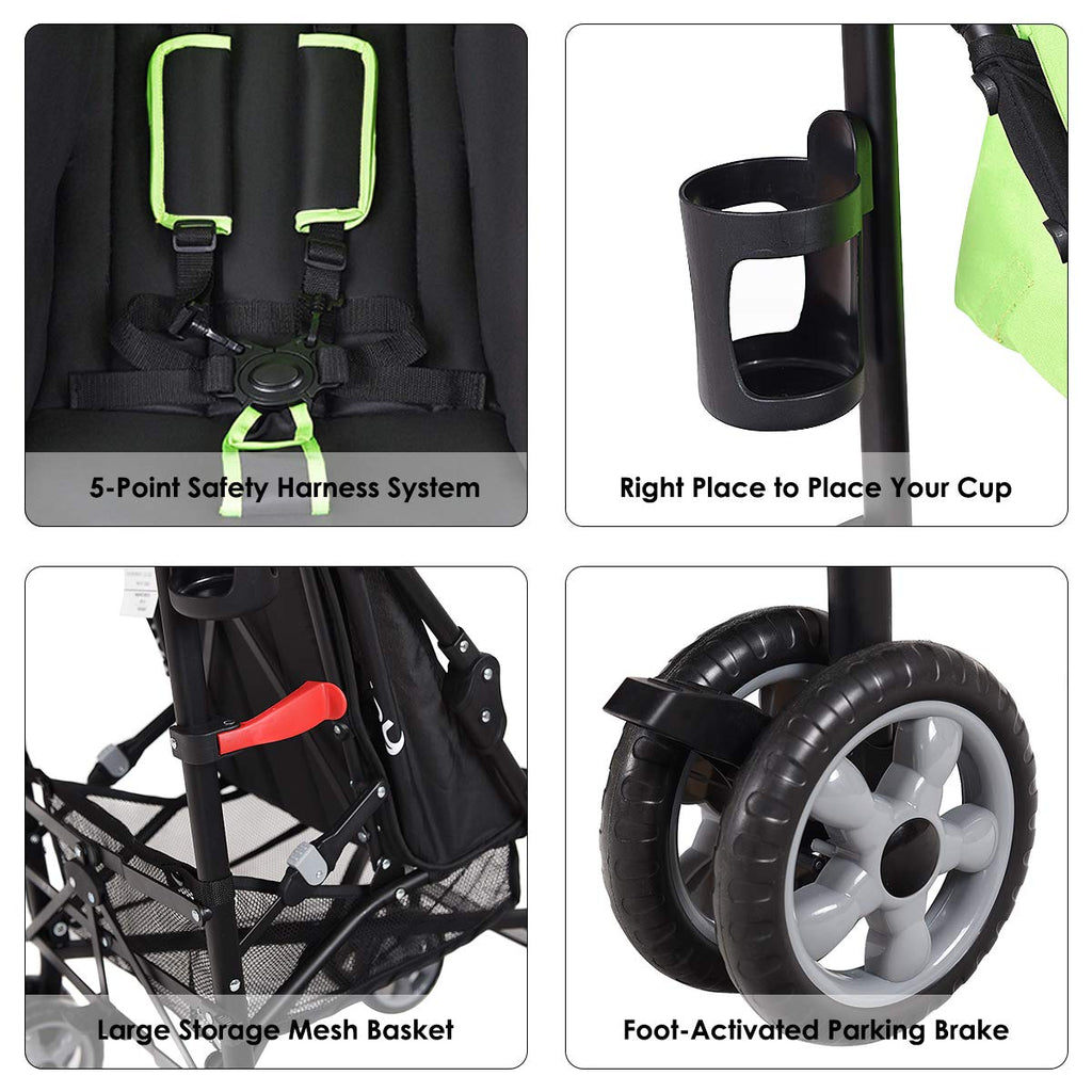 Lightweight Compact Travel Stroller Green T444