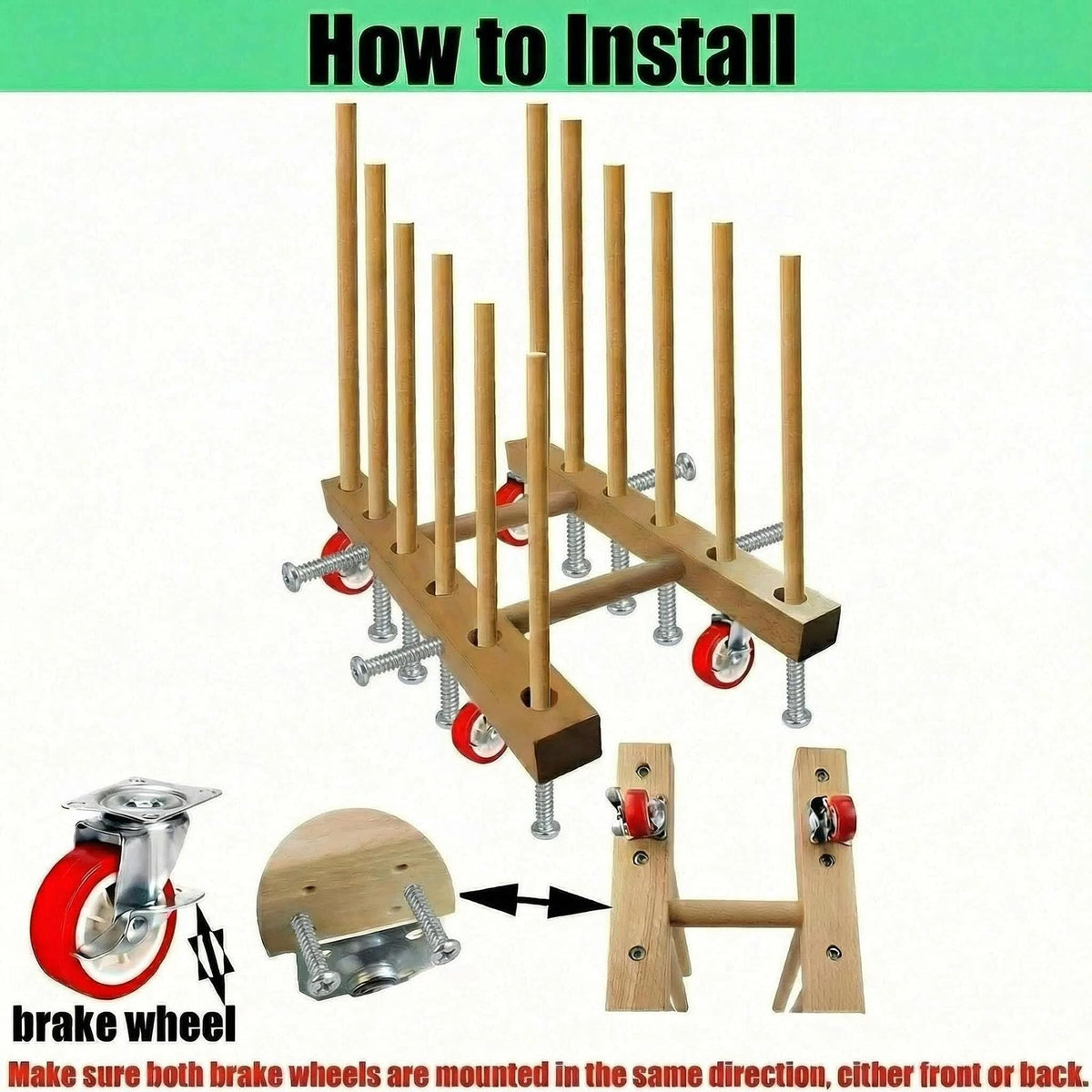 Artwork Storage Rack with Brake Caster Wheels 12in U18846
