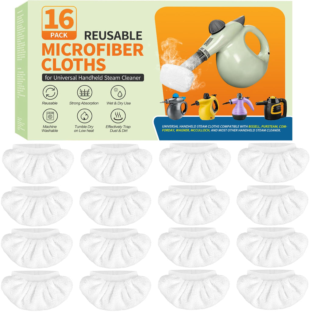 16-Pack Universal Microfiber Cloths, Handheld Steam Cleaner Attachments Z32127