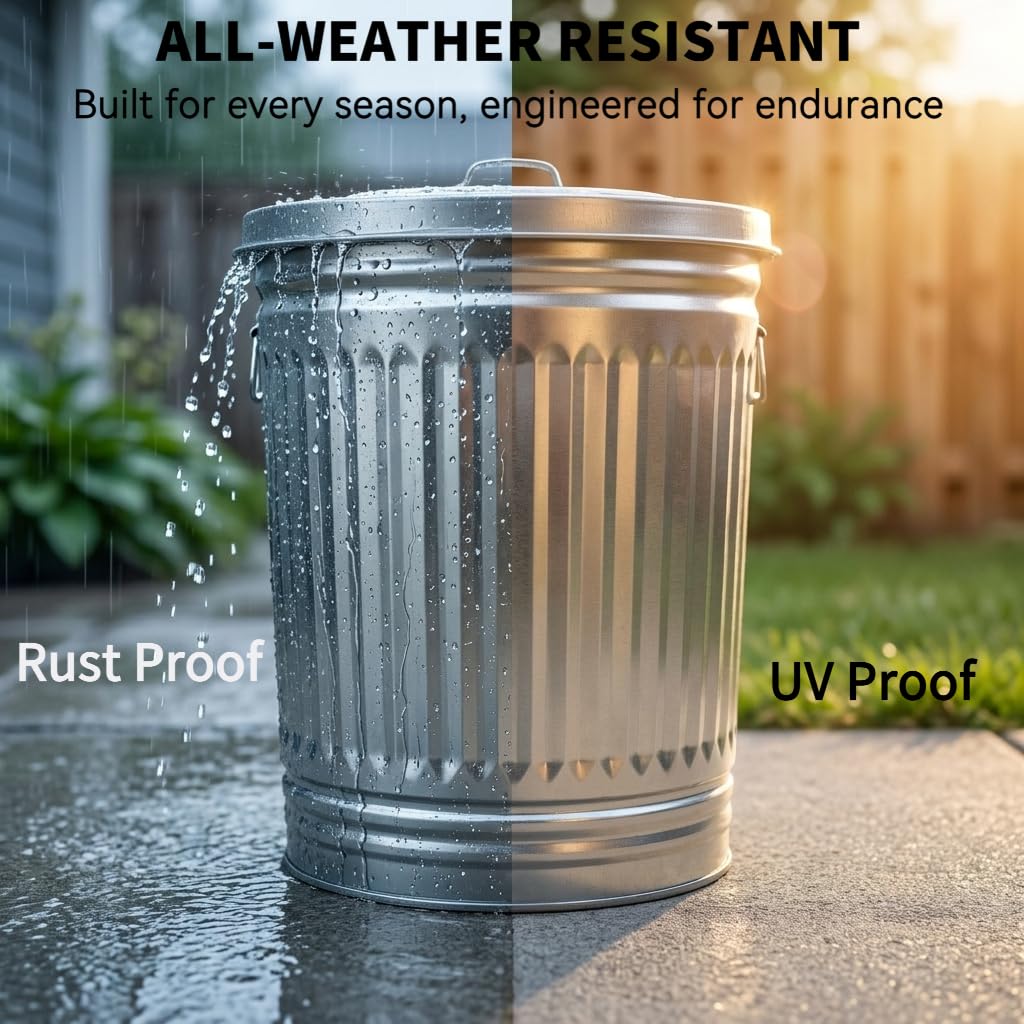 31 Gallon Heavy Duty Galvanized Metal Trash Can with Lid O6663