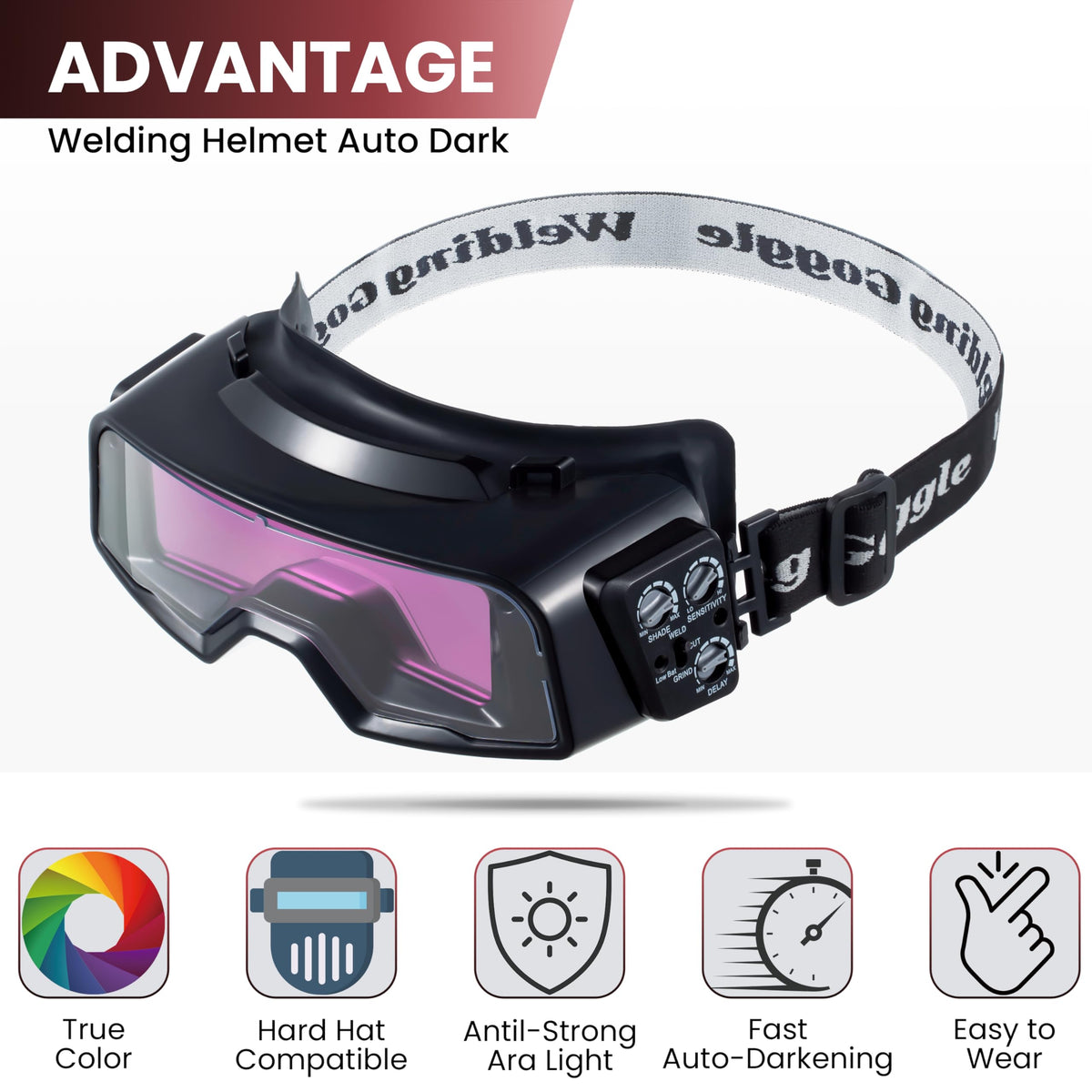 Auto Darkening Welding Goggles with Welder Mask and 10 Replacement Lenses W251