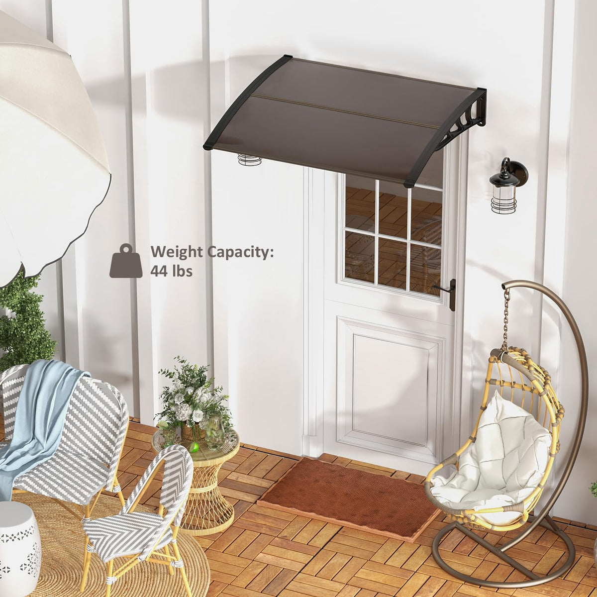 46”x38” UPF 50+ Polycarbonate Window Door Awning W200225