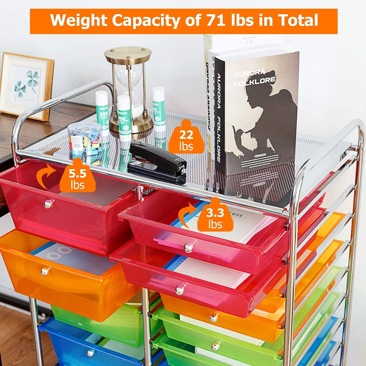 15 Drawer Rolling Storage Cart with Wheels U6059