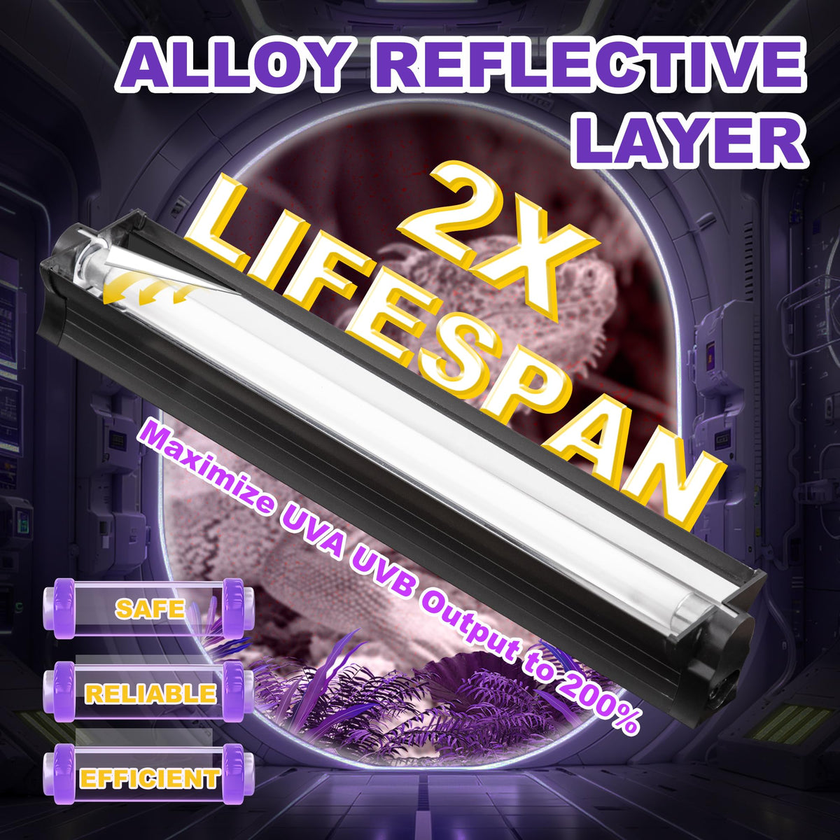 8W T5 HO UVB Fluorescent Light Fixture Combo Kit Q350