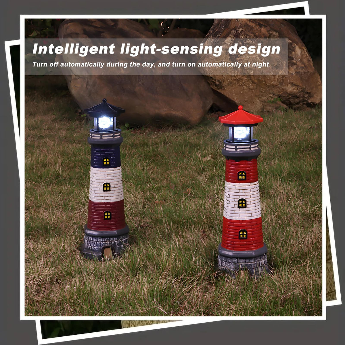 Solar Lighthouse Outdoor Garden Statue I312348