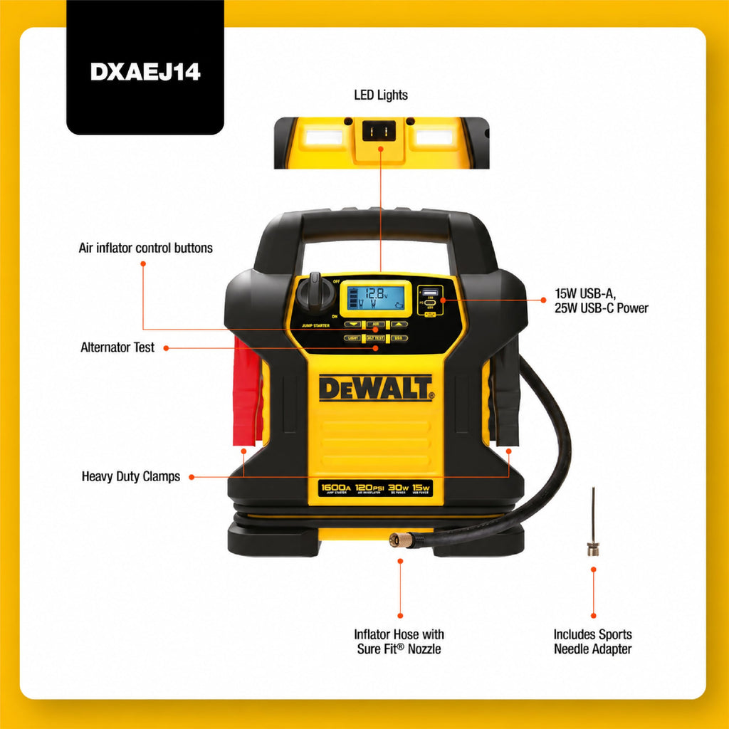 1600 Peak Amp Jump Starter with 120 PSI Air Inflator V730