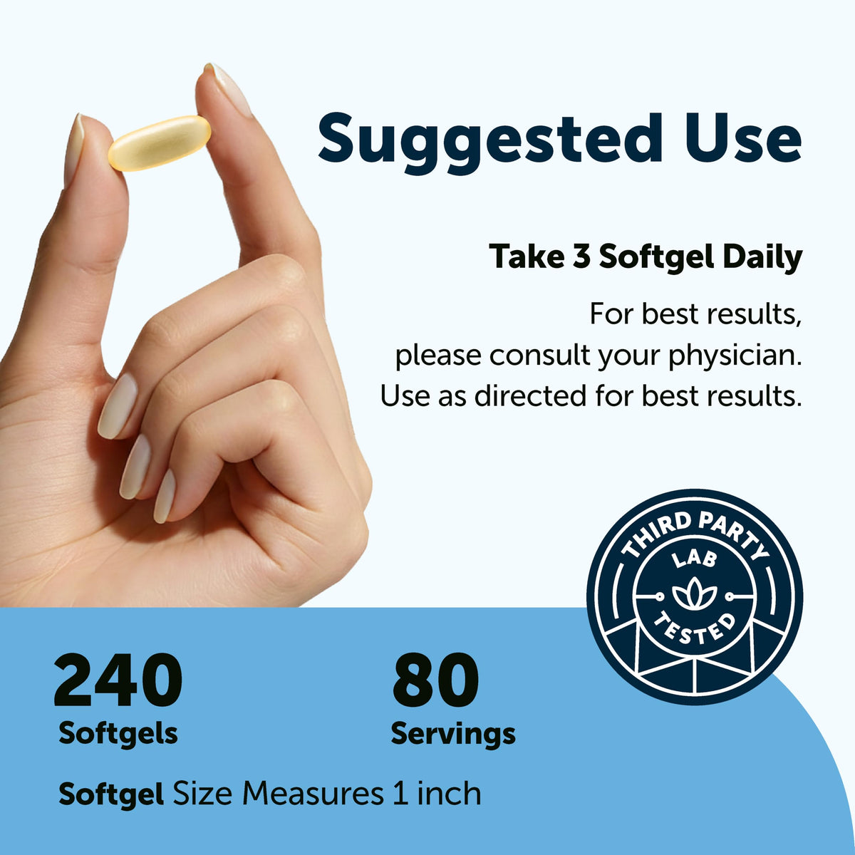 Omega 3 Fish Oil 3,000mg 240 Softgels Lemon Flavored EPA DHA U868931