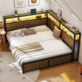 Queen Corner Bed Frame with Storage Headboard and Charging Station M38597