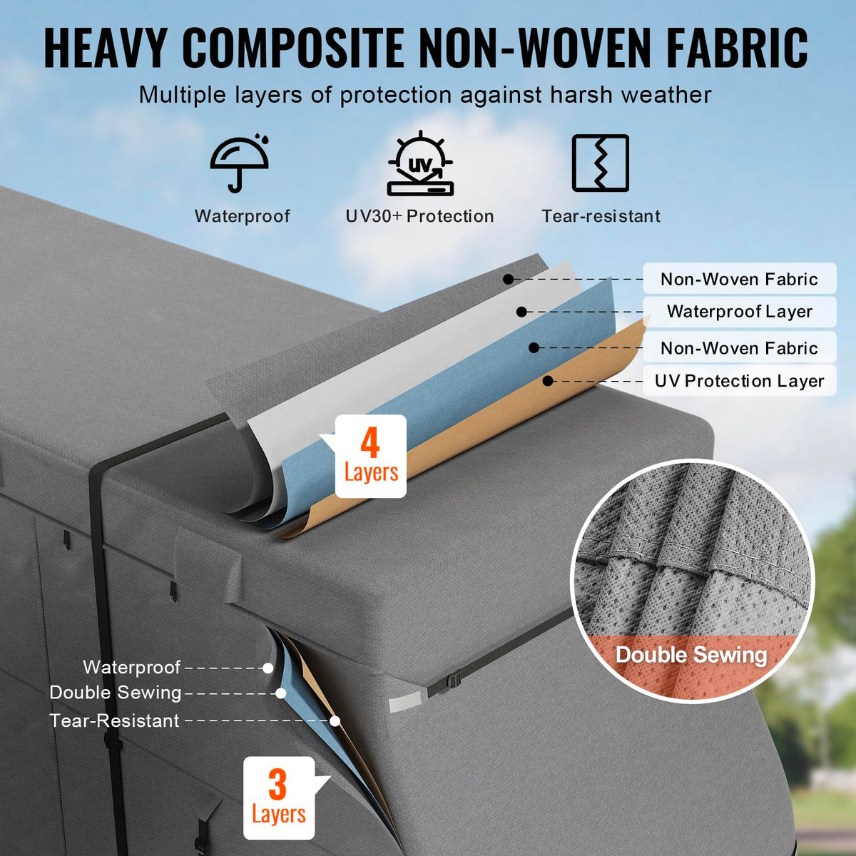 40-43 ft Non-Woven Fabric Waterproof RV Cover with Storage Bag F844