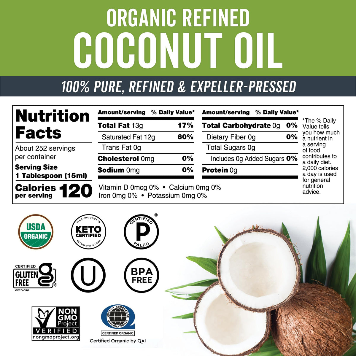 Organic Refined Coconut Oil 128 fl oz H388