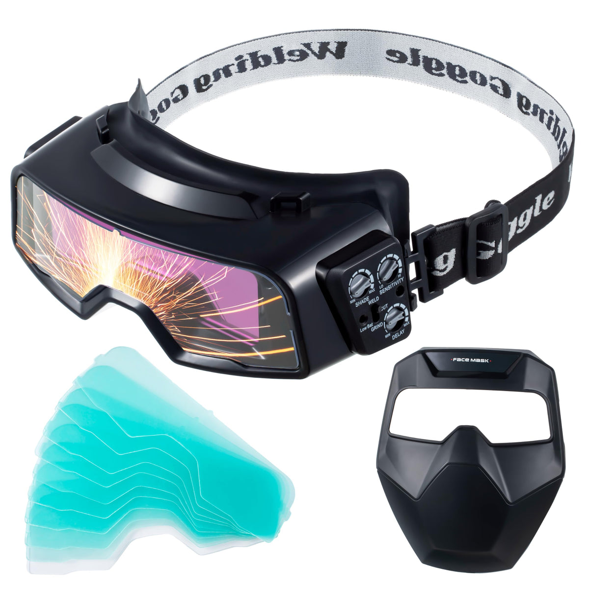 Auto Darkening Welding Goggles with Welder Mask and 10 Replacement Lenses W251