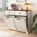 Antique White Wooden Tilt Out Trash Cabinet with 2 Storage Drawers U983