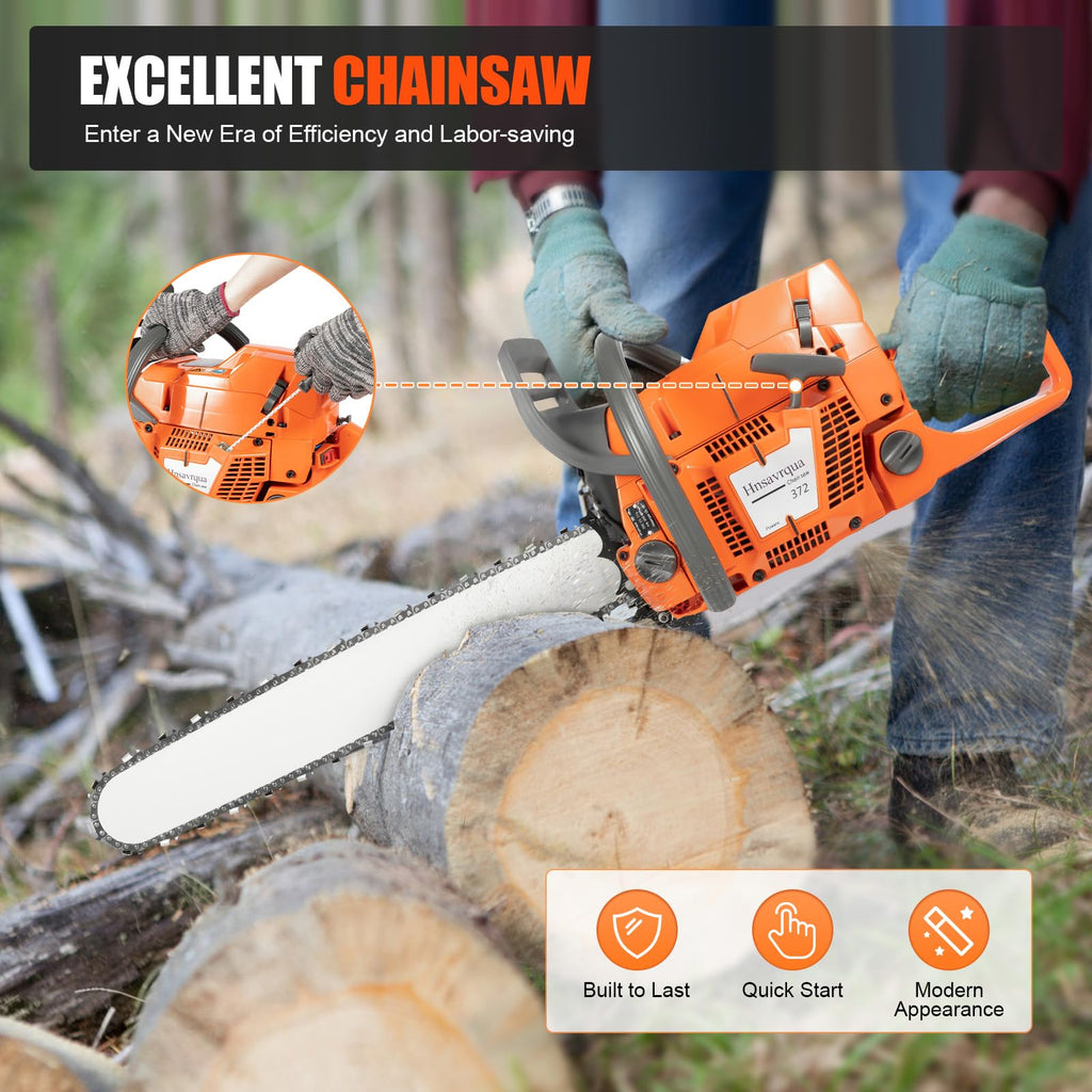 Gas Powered Chainsaw, 72cc 2-Cycle Engine, 24'' Handheld H12677