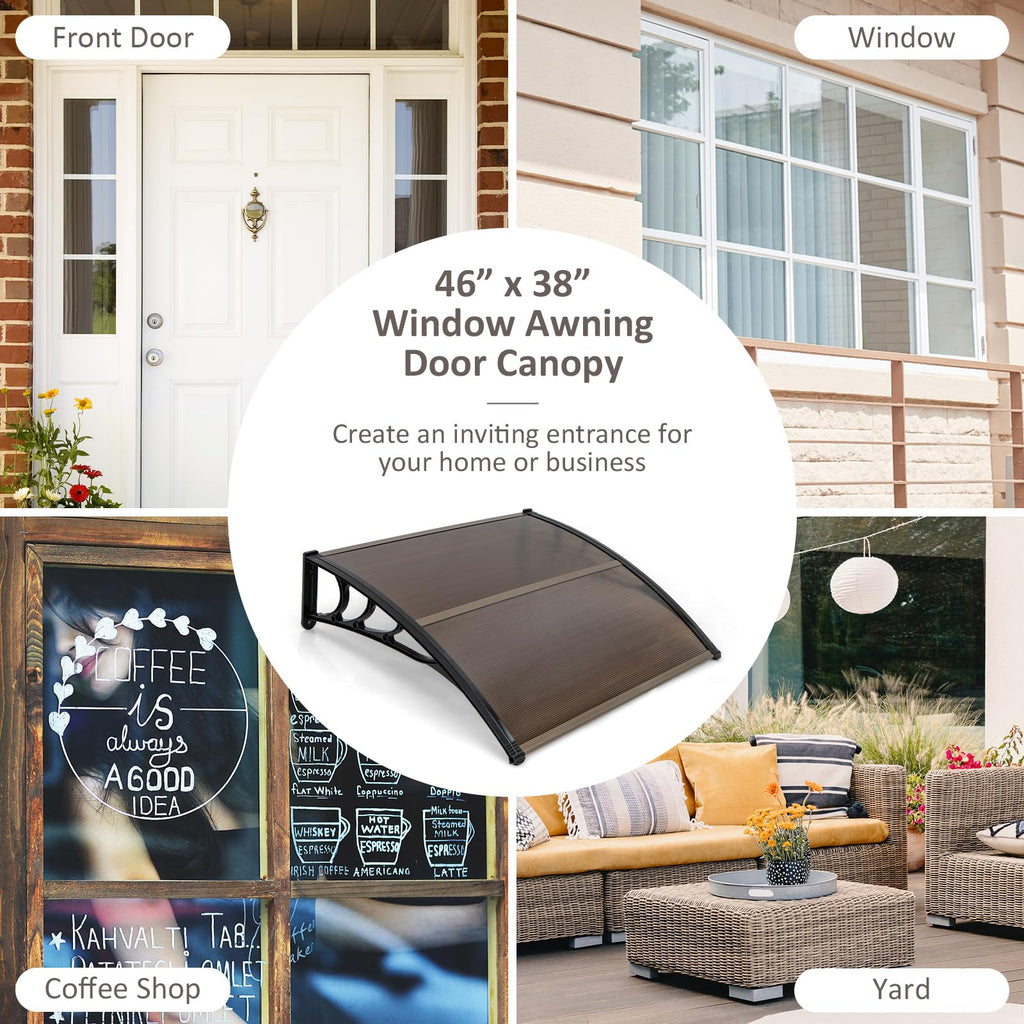 46”x38” UPF 50+ Polycarbonate Window Door Awning W200225
