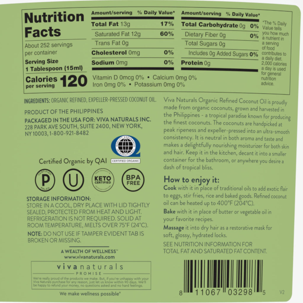 Organic Refined Coconut Oil 128 fl oz H388