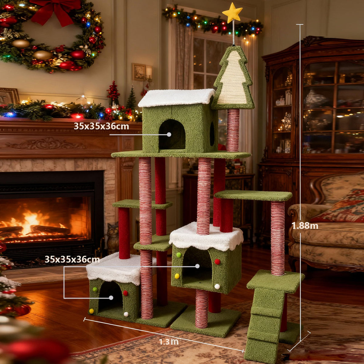 70 Inch Cat Tree with 3 Condos & Climbing Ladder D8291