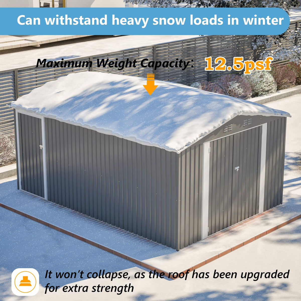 10x14 FT Light Gray Metal Storage Shed I90104