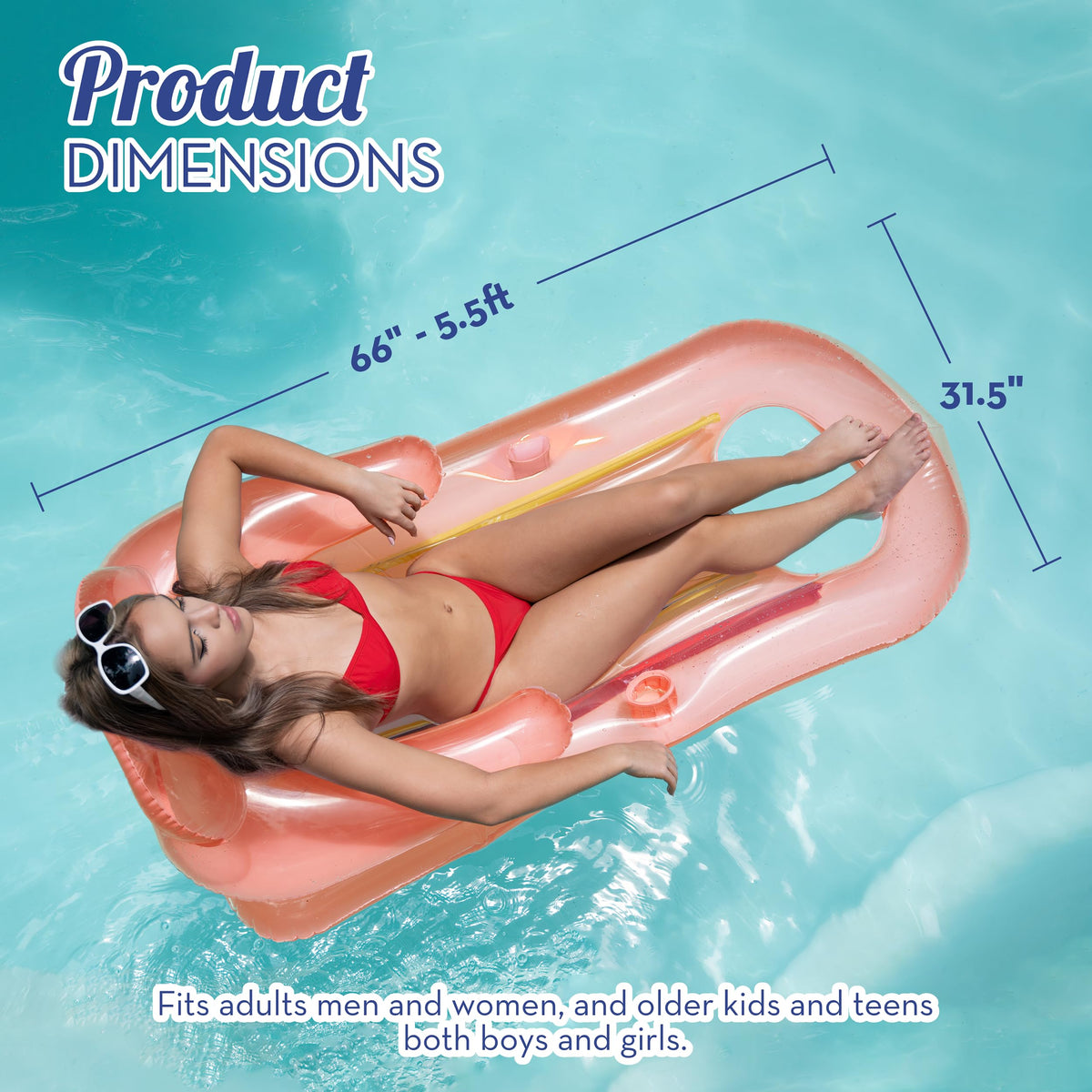 Adult Size Pool Floats Lounger with Cup Holder 2 Pack O650415
