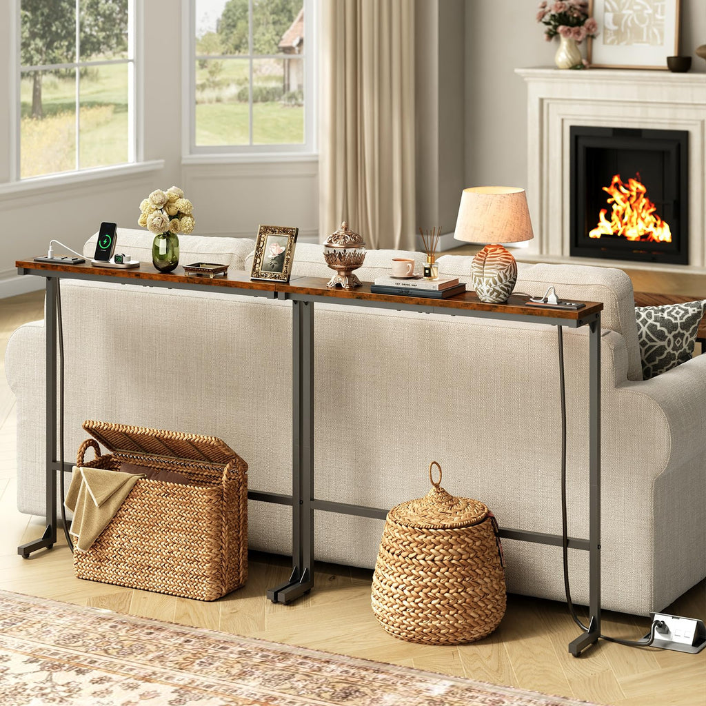 63 Inch Narrow Console Table with 2 Power Outlets P46673