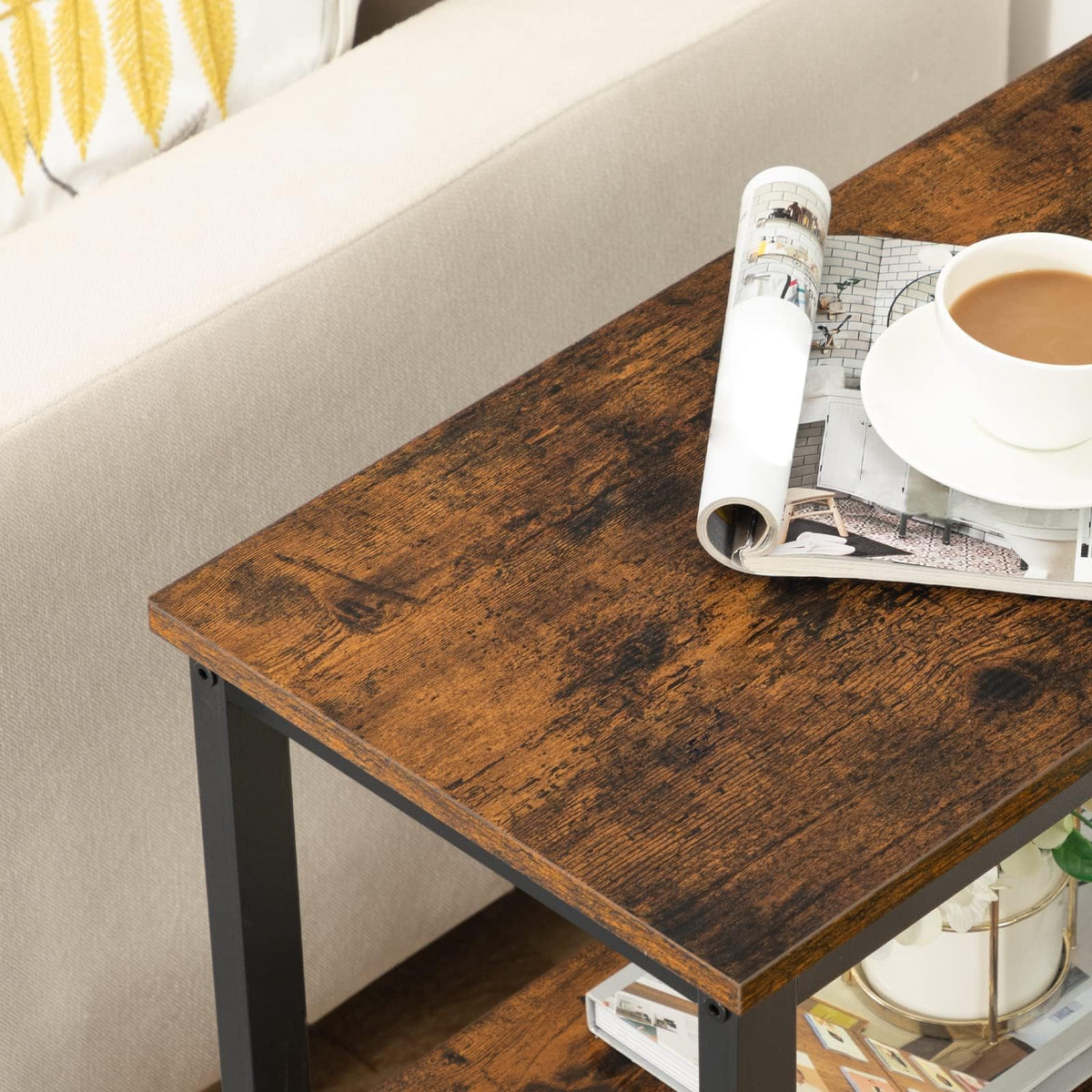 Rustic Brown and Black 3-Tier End Table G468