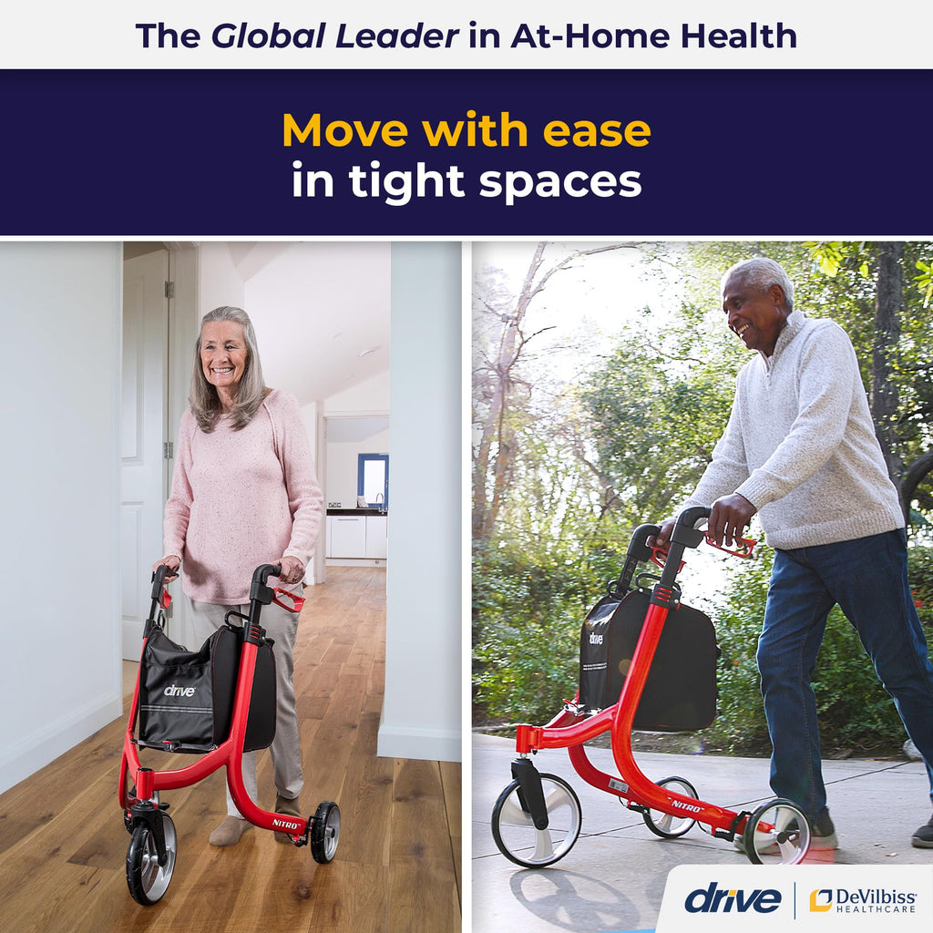 Red 3 Wheel Rollator Walker G3239