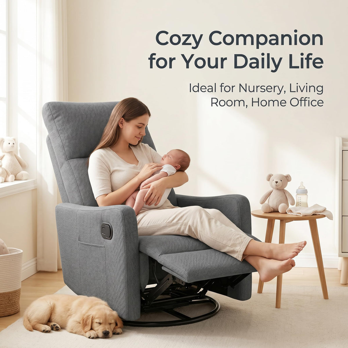 Dark Gray Swivel Rocker Recliner Chair P359036