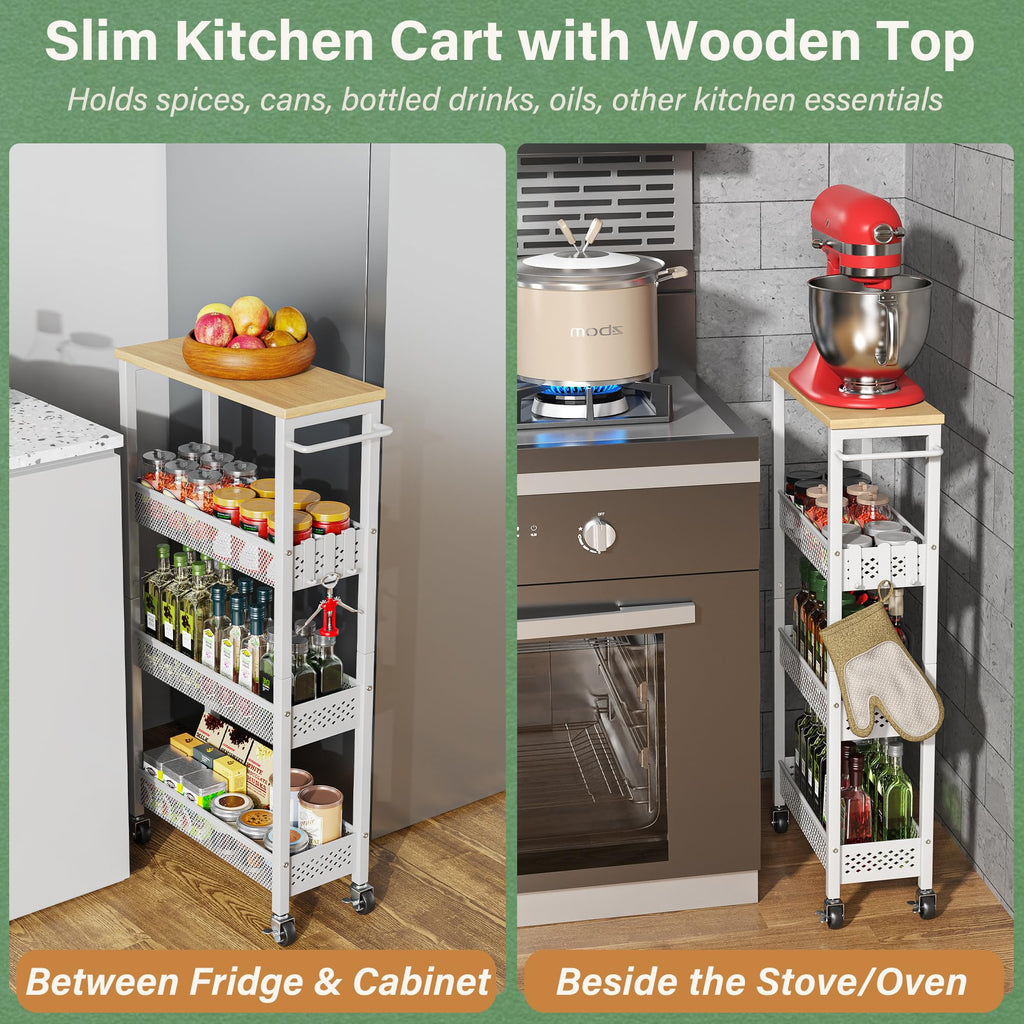 Laundry Room Organization Cart with Casters U3784