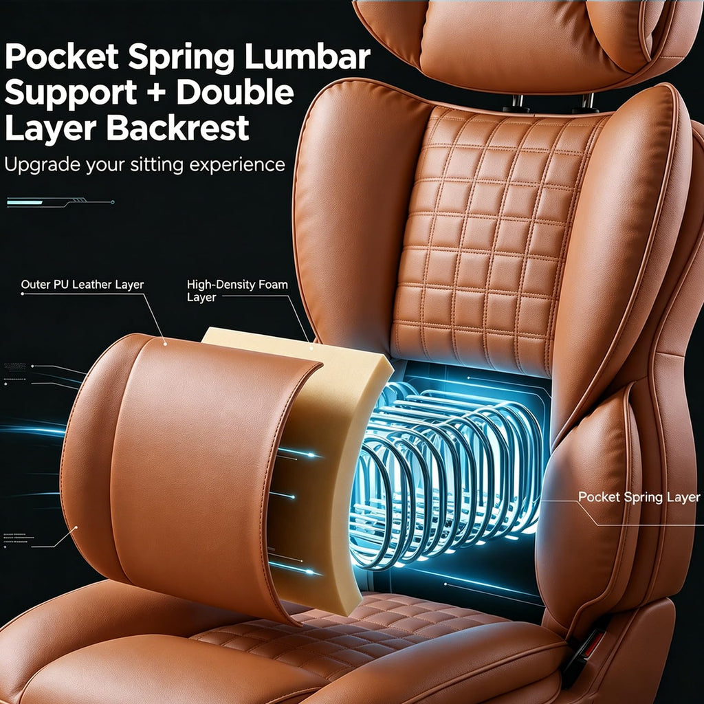 Big and Tall Brown Ergonomic Reclining Office Chair with Footrest U592896