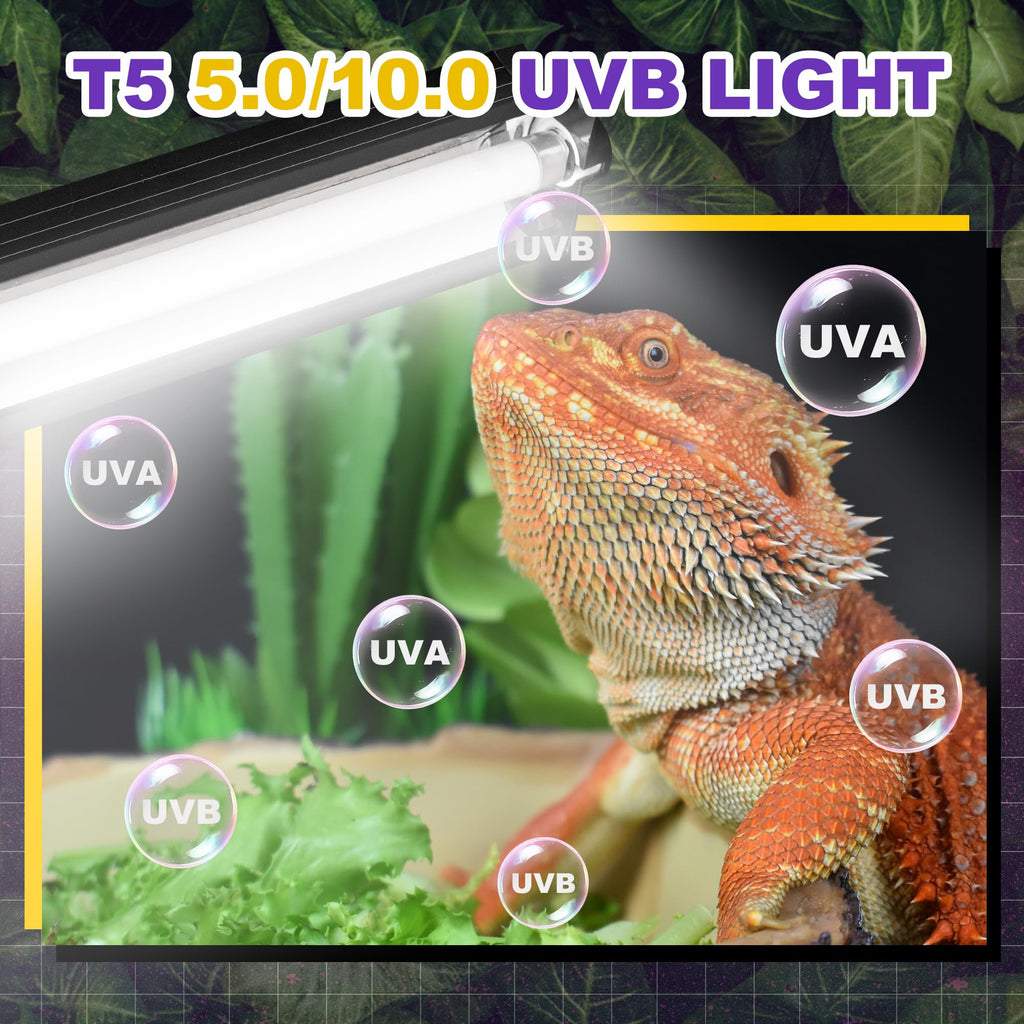 8W T5 HO UVB Fluorescent Light Fixture Combo Kit Q350