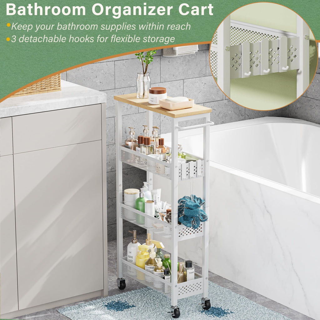 Laundry Room Organization Cart with Casters U3784