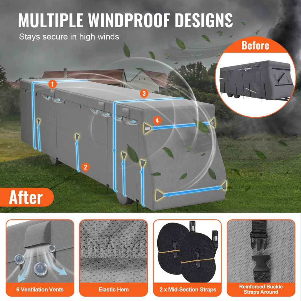 40-43 ft Non-Woven Fabric Waterproof RV Cover with Storage Bag F844