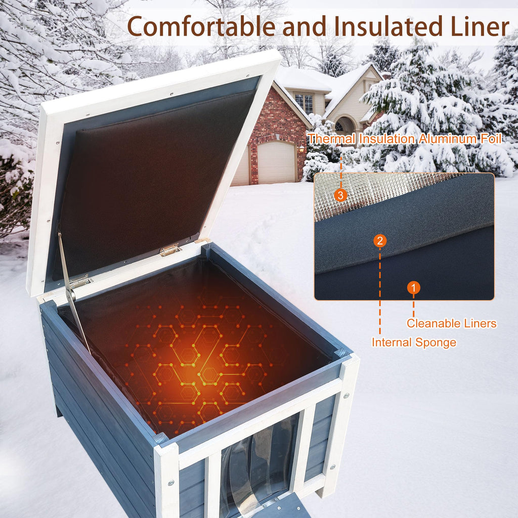Insulated Outdoor Cat House with Liner Z713246