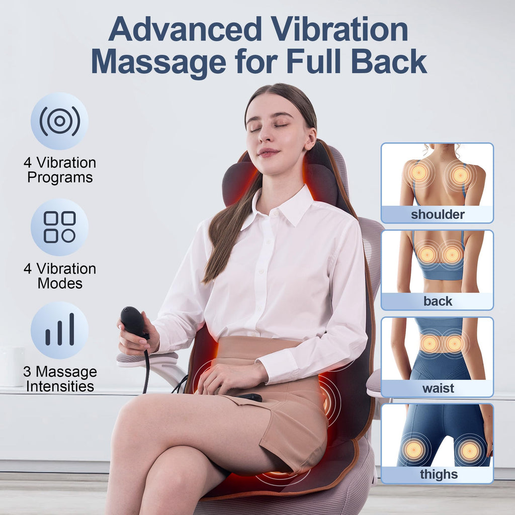 Vibration Back Massager with Heat, 8 Motor Massage Seat Cushion Y98009