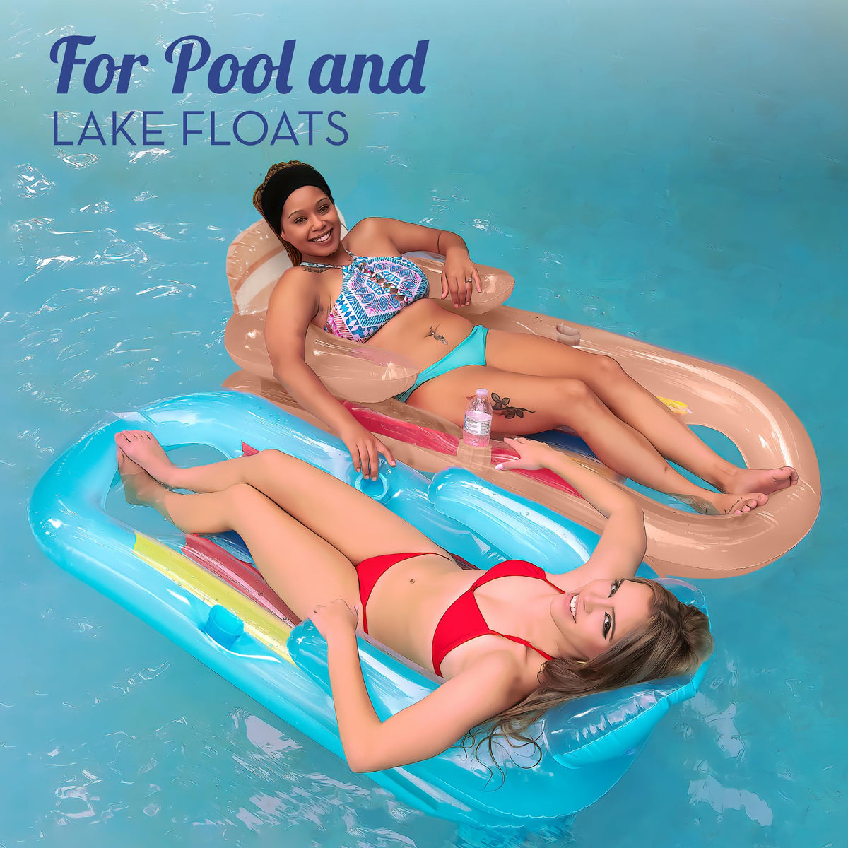 Adult Size Pool Floats Lounger with Cup Holder 2 Pack O650415