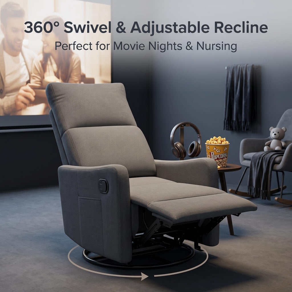 Dark Gray Swivel Rocker Recliner Chair P359036