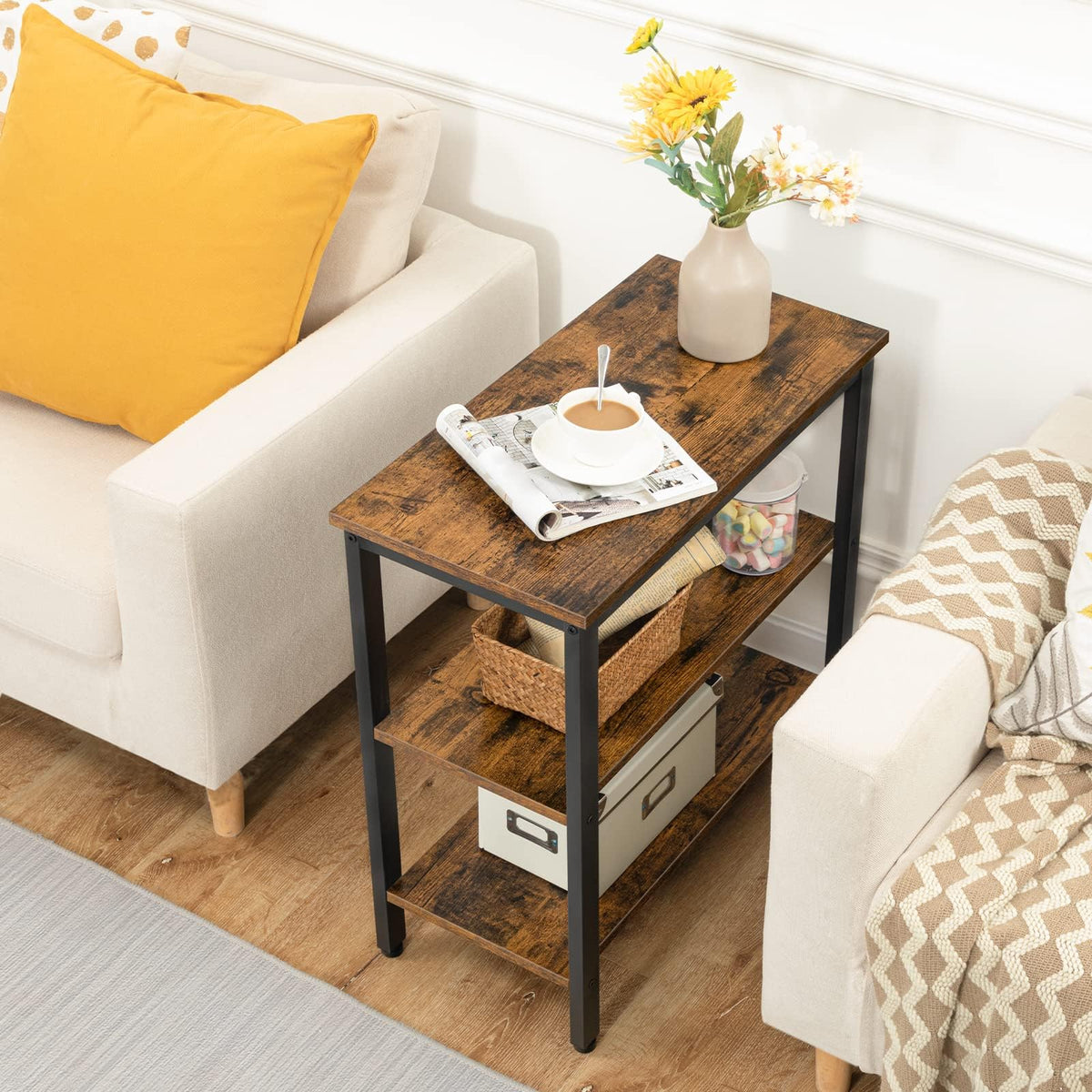 Rustic Brown and Black 3-Tier End Table G468